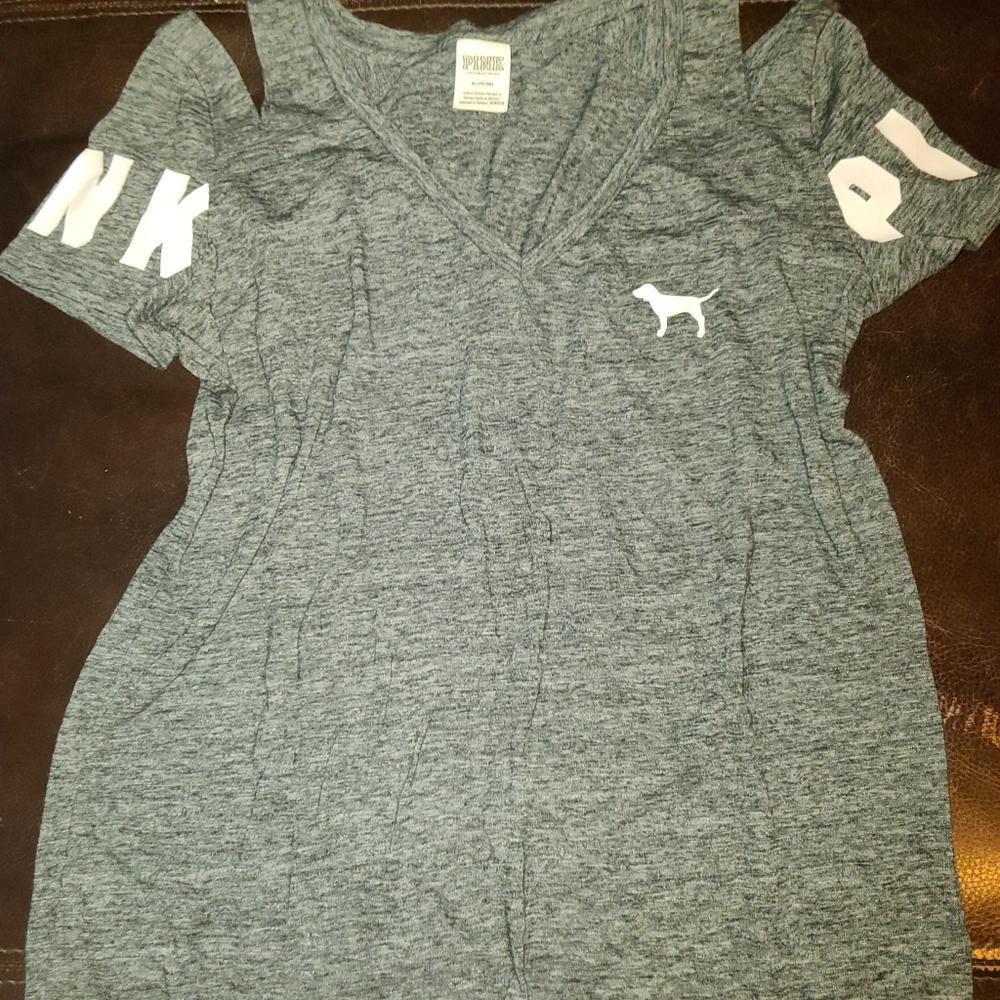 Pink/VS cold shoulder shirt